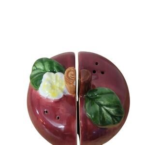 Hand Crafted/Hand Painted Red Apple Salt And Pepper Shaker USED
